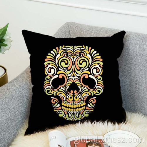 Velvet Cushion Covers Cute skull customized print 18x18 canvas cushion cover Factory